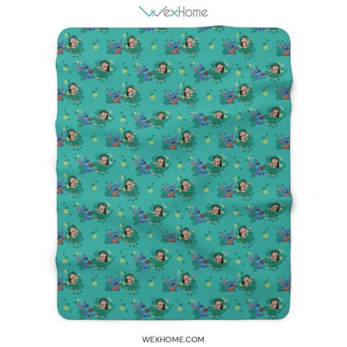 Stitch Blanket | Lilo And Stitch Cartoon Funny Pattern Sherpa Fleece Blanket Unique Design W1511