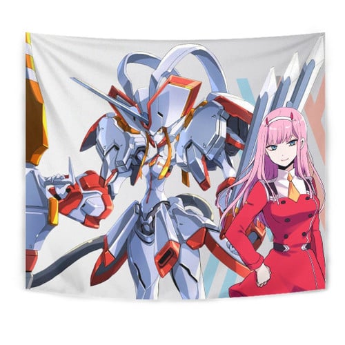 Darling In The Franxx Anime Tapestry | Darling Strelizia Fighting Mode And Zero Two Smiling Tapestry Home Decor