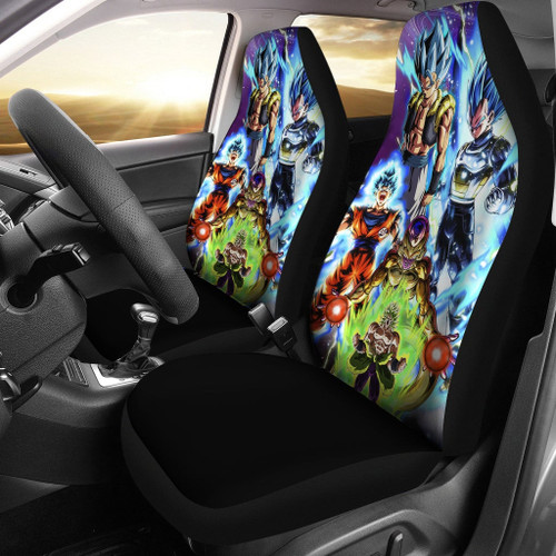 Dragon Ball Anime Car Seat Covers | DB Super Saiyan Power Up Vapor Golden Frieza Purple Galaxy Seat Covers