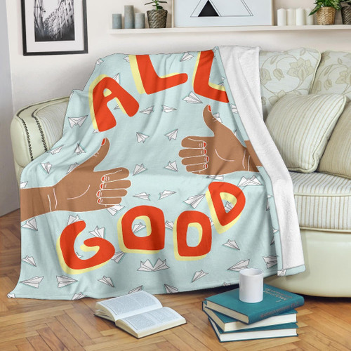 All Good Thumb Ups Paper Plane Patterns Premium Quilt Blanket