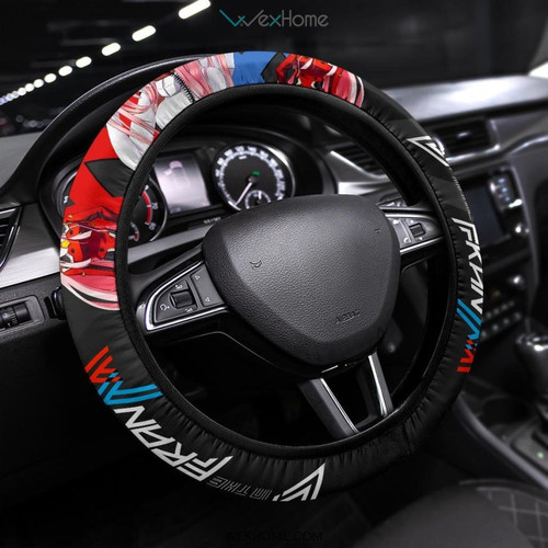 Darling In The Franxx Anime Steering Wheel Cover | Zero Two Sexy Red And White Body Suit Steering Wheel Cover