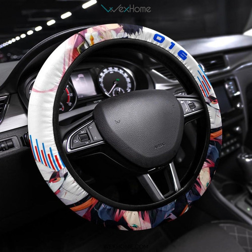 Darling In The Franxx Anime Steering Wheel Cover | Zero Two 002 And Hiro 016 Kissing Steering Wheel Cover