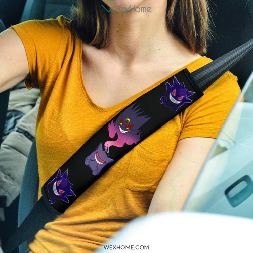 Pokemon Anime Seat Belt Covers | Evil Gengar Neon Patterns Dark Belt Covers