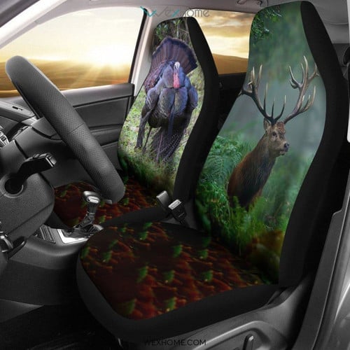 2pcs Awesome Turkey and Deer Car Seat Cover