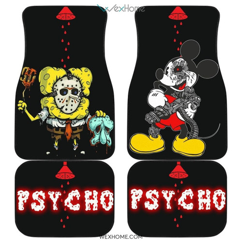 Horror Movie Car Floor Mats | Psycho SpongeBob Jason Voorhees Mickey Cartoon Car Mats