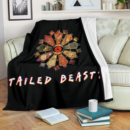 Naruto Anime Fleece Blankets - Naruto Tailed Beasts Creating Flower Fleece Blanket