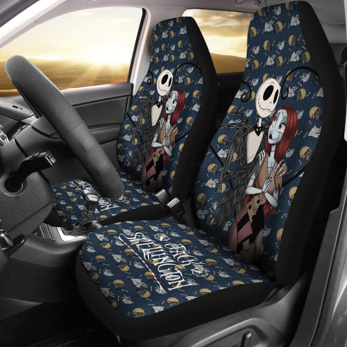 Nightmare Before Christmas Cartoon Car Seat Covers | Jack And Sally House Zero Dog Patterns Seat Covers NA101101