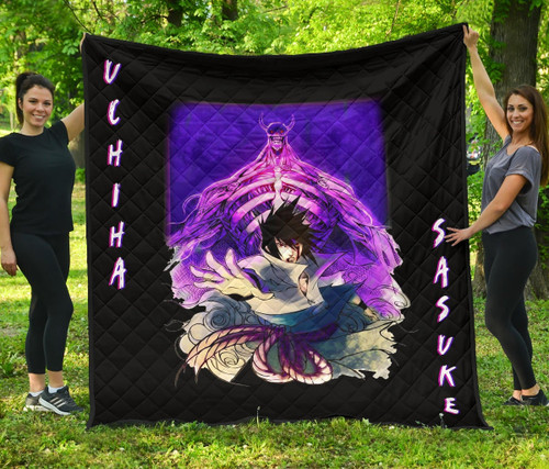 Naruto Anime Premium Quilt - Uchiha Sasuke Shraingan Power Purple Susano Quilt Blanket