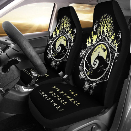 Nightmare Before Christmas Cartoon Car Seat Covers | Lonely Sally Sitting On Hill Night Silhouette Seat Covers NA101104