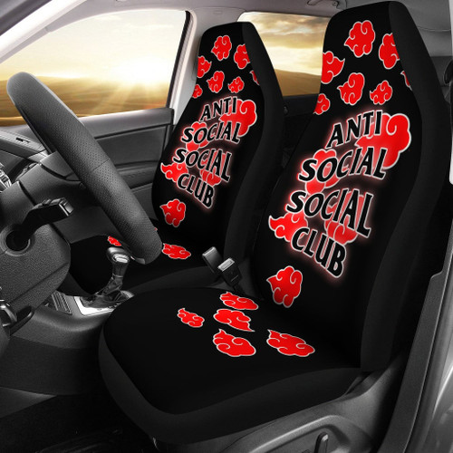 Naruto Anime Car Seat Covers | Akatsuki Anti Social Social Club Red Cloud Seat Covers NA101403