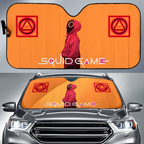 Squid Game Movie Car Sunshade Round Squid Worker Looking Back Shape Symbols Sun Shade