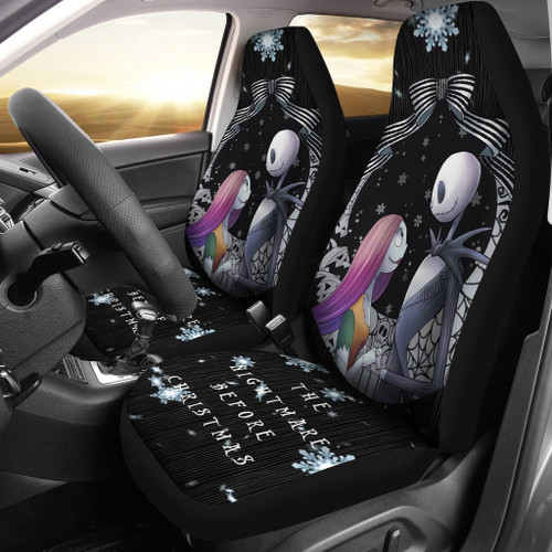 Nightmare Before Christmas Cartoon Car Seat Covers | Jack And Sally Romantic Wedding Snowflake Seat Covers NA101102