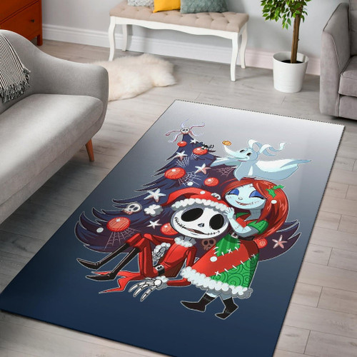 Christmas Area Rug | Nightmare Before Christmas Cartoon Jack And Sally Colorful Clothes Rugs Home Decor