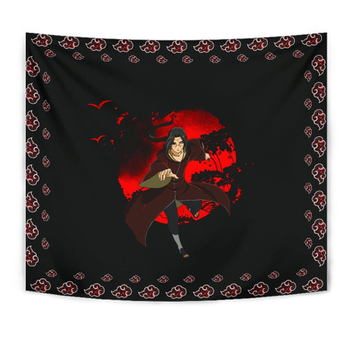 Naruto Anime Tapestry - Itachi After Reincarnation Red Moon Akatsuki Cloud Tapestry Home Decor