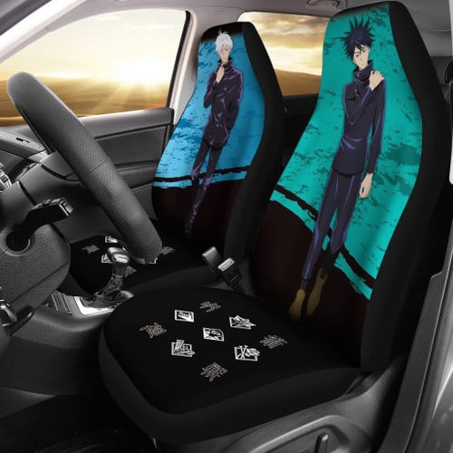 Jujutsu Kaisen Anime Car Seat Covers - Cool Satoru And Megumi Runaway Walking Seat Covers