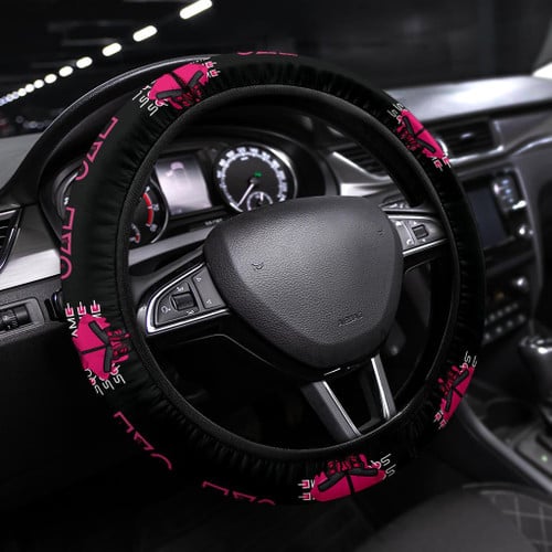 Squid Game Movie Steering Wheel Cover Round Squid Worker Pink Uniform On Mission Steering Wheel Cover