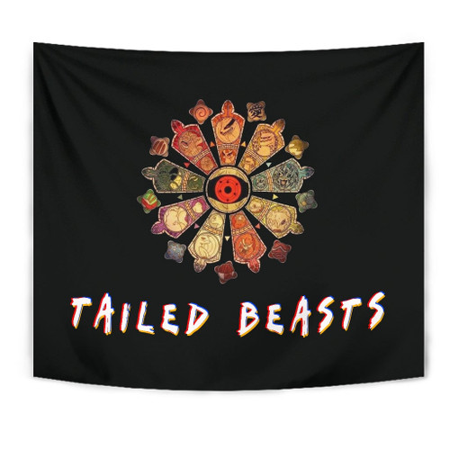 Naruto Anime Tapestry - Naruto Tailed Beasts Creating Flower Tapestry Home Decor