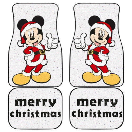 Christmas Car Floor Mats - Merry Xmas Mickey Mouse Wearing Santa Clothes Car Mats NT101412