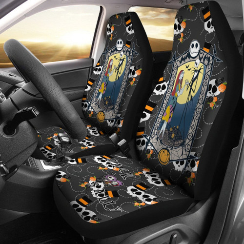 Nightmare Before Christmas Cartoon Car Seat Covers | Jack And Sally Couple Patterns Seat Covers