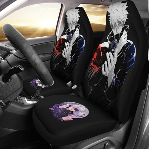 Jujutsu Kaisen Anime Car Seat Covers - Cool Satoru Gojo Holding Eye Rubik Prison Realm Seat Covers