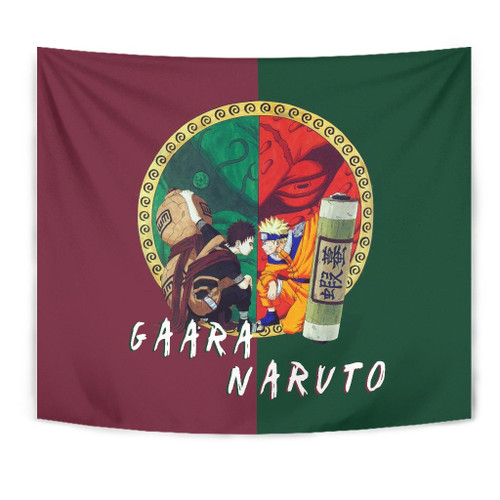 Naruto Anime Tapestry - Little Gaara And Naruto With Shukaku And Gamabunta First Fighting Tapestry Home Decor