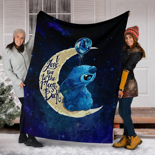 Sittch Cartoon Blanket - Lilo And Stitch Sherpa Fleece Blanket - Stitch I Love You To The Moon And Back H1006