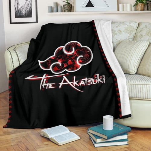 Naruto Anime Fleece Blankets - Akatsuki Members In Red Cloud Sharingan Patterns Fleece Blanket