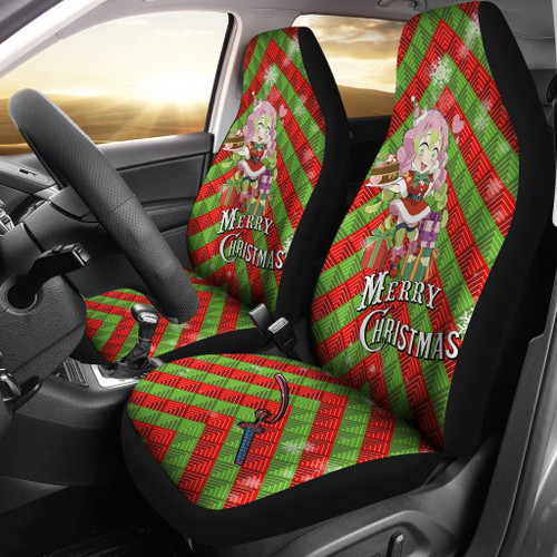 Demon Slayer Anime Car Seat Covers - Merry Christmas Mitsuri Chibi Xmas Sweet Girl Seat Covers