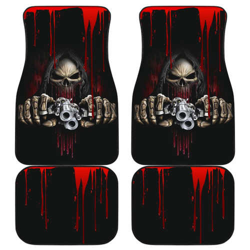 Horror Movie Death Reaper Holding Gun Assassin Ring Bloody Car Floor Mats