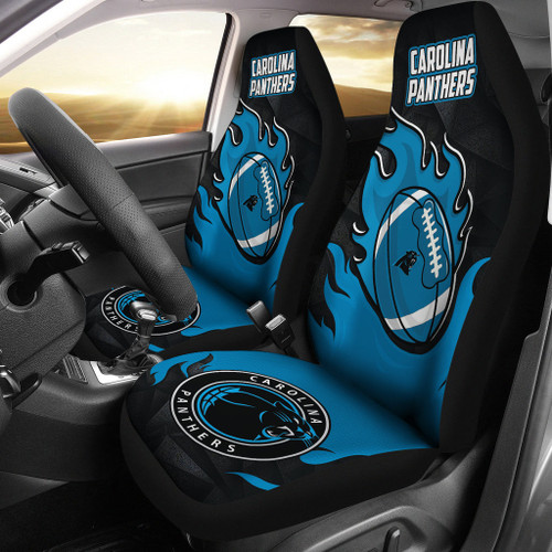 Carolina Panthers Car Seat Covers Fire Ball Flying NFL Sport Custom For Fan Ph221119-05