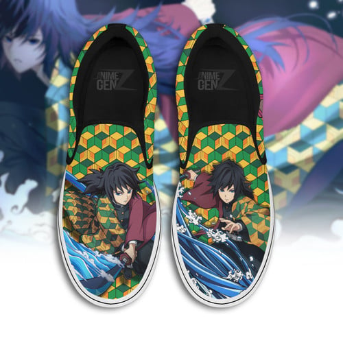 Demon Slayer Tomioka Slip-on Shoes Custom Anime Sneakers