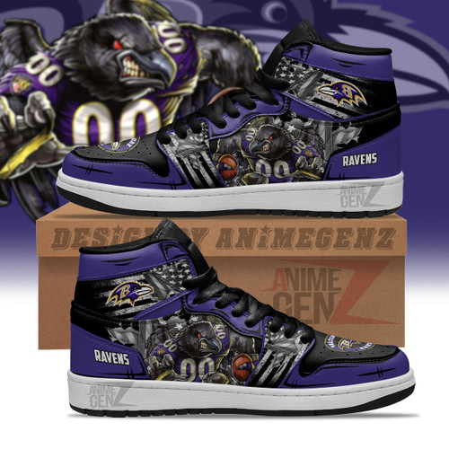 Baltimore Ravens JD Sneakers NFL Custom Sports Shoes