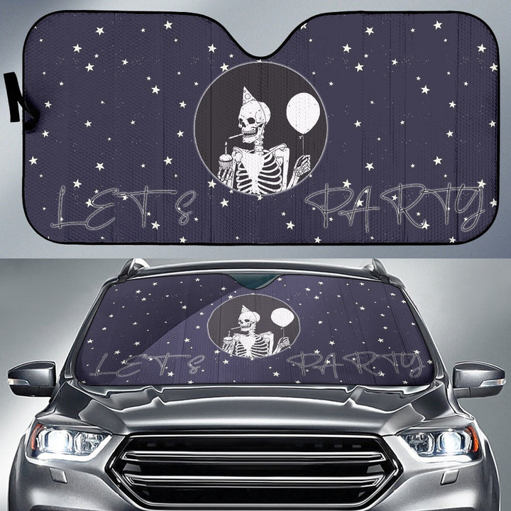 Halloween Car Sunshade | Let's Party Funny Skeleton Tiny Star Sky Sun Shade