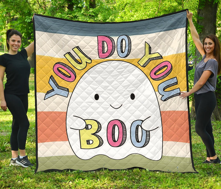Halloween Premium Quilt | You Do You Boo Cute Cartoon Ghost Colorful Quilt Blanket