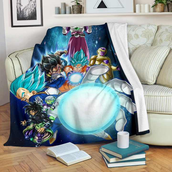 Dragon Ball Anime Fleece Blankets | DB Characters Vegeta Goku Power Kamehameha Blue Galaxy Fleece Blanket