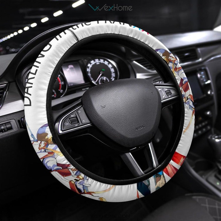 Darling In The Franxx Anime Steering Wheel Cover | Zero Two And Hiro Goodbye Red And Blue Steering Wheel Cover