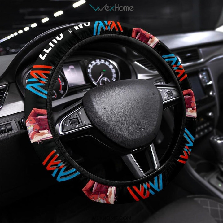 Darling In The Franxx Anime Steering Wheel Cover | Zero Two Eating Candy Bang Hand Steering Wheel Cover