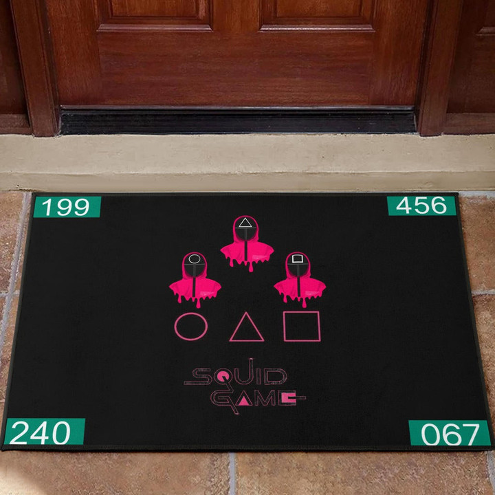 Squid Game Movie Door Mat Pink Round Triangle Square Worker Melting Players Number Door Mat Home Decor