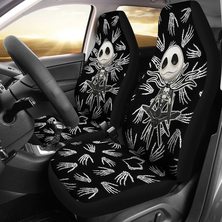 Nightmare Before Christmas Cartoon Car Seat Covers | Cartoon Jack With Wings Skeleton Hand Patterns Seat Covers