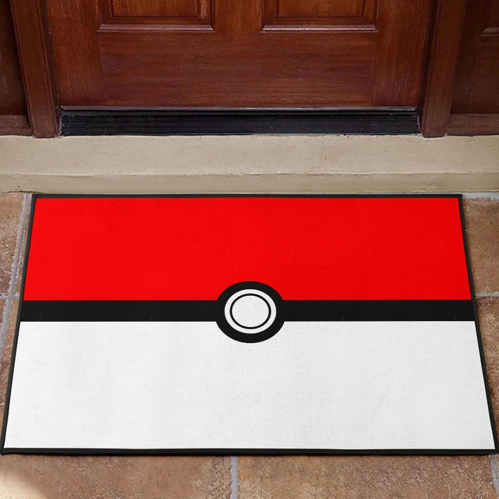 Pokemon Anime Door Mat - Minimalist Square Pokeball Go Door Mat Home Decor