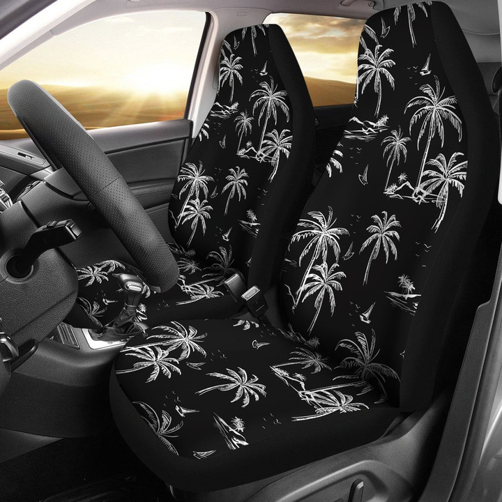 Black Palm Tree Hawaiian Print Car Seat Covers