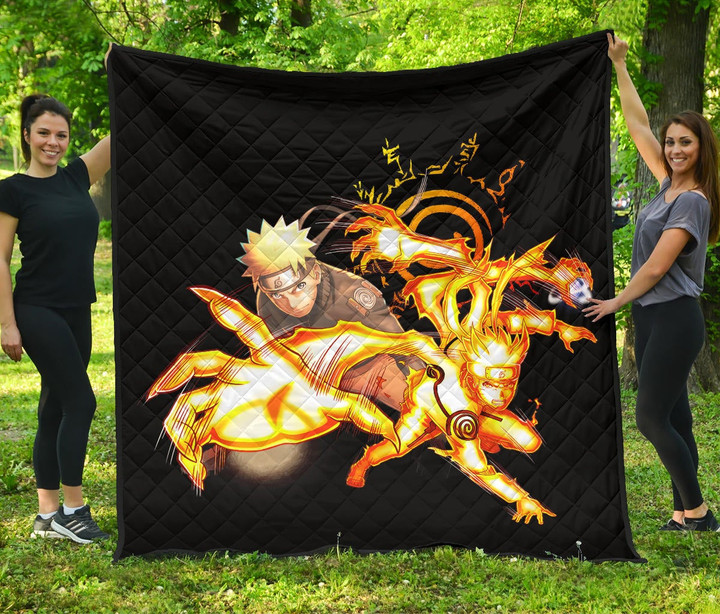 Naruto Anime Premium Quilt - Naruto Fighting Bijuu Mode Eight Trigram Seal Quilt Blanket