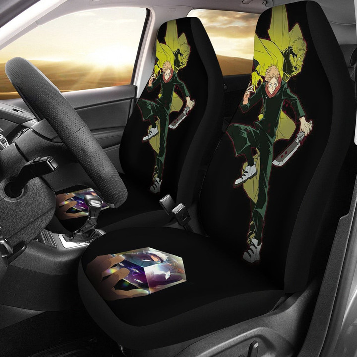 Jujutsu Kaisen Anime Car Seat Covers - Yuji And Sukuna Crystal Rubik Seat Covers