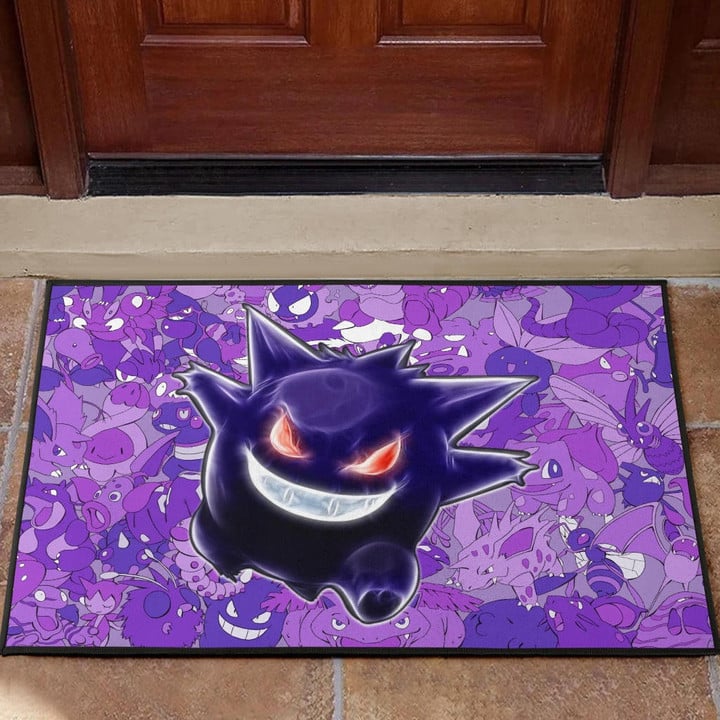 Pokemon Anime Door Mat - Evil Hintergrund Gengar Red Eyes With Purple Pokemons Door Mat Home Decor