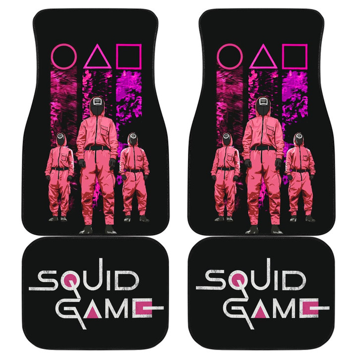 Squid Game Movie Car Floor Mats Round Triangle Square Squid Worker Pink Uniform No Emotion Car Mats