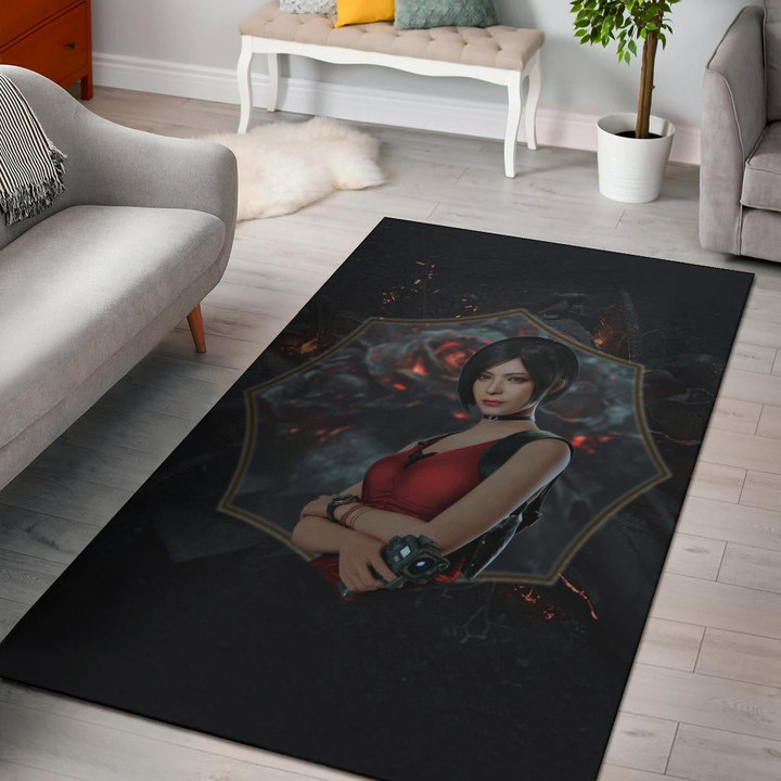 Resident Evil Game Area Rug - Pretty Ada Wong Red Dress Rugs Home Decor