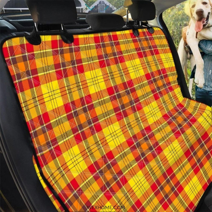 Yellow Plaid Tartan Pet Car Seat Cover