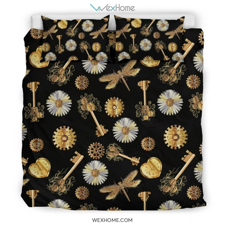Floral Steampunk Pattern Print Duvet Cover Bedding Set