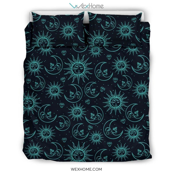 Sun Moon Print Pattern Duvet Cover Bedding Set