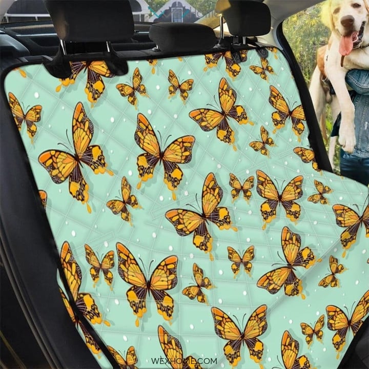 Yellow Butterfly Print Pet Car Seat Cover